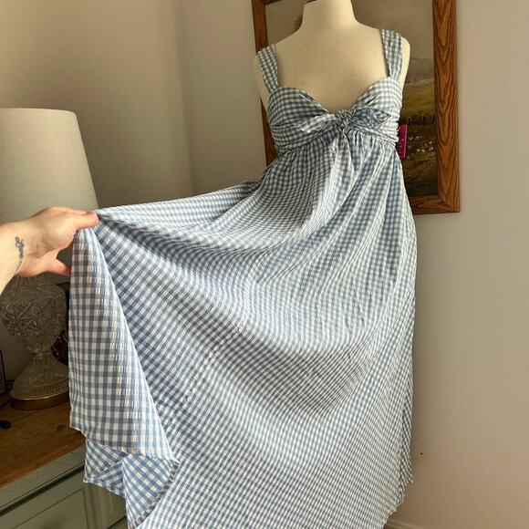 Nwt blue white gingham maxi dress - Picture 2 of 7